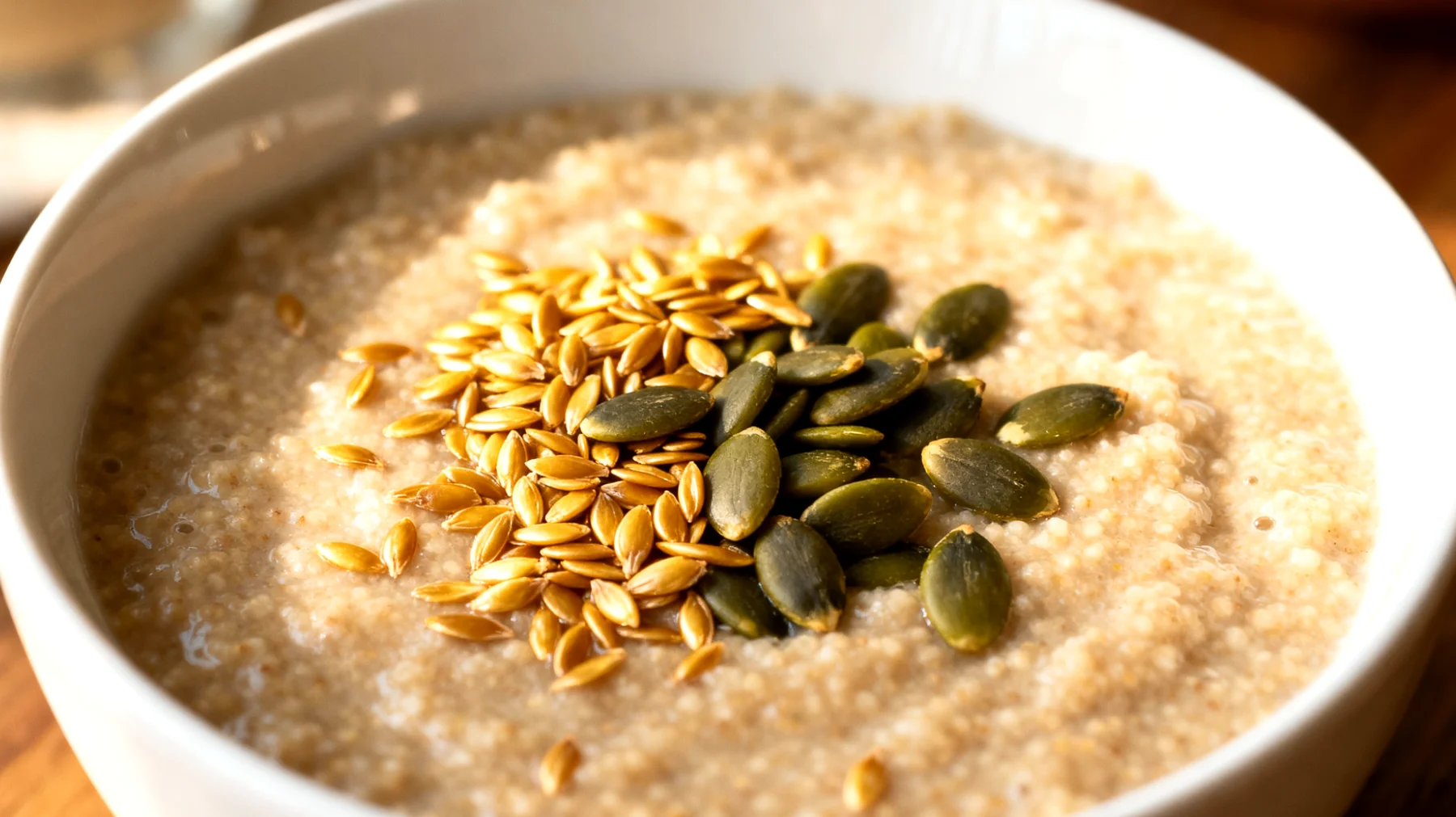 Amaranth-Porridge mit Leinsamen und Kürbiskernen"