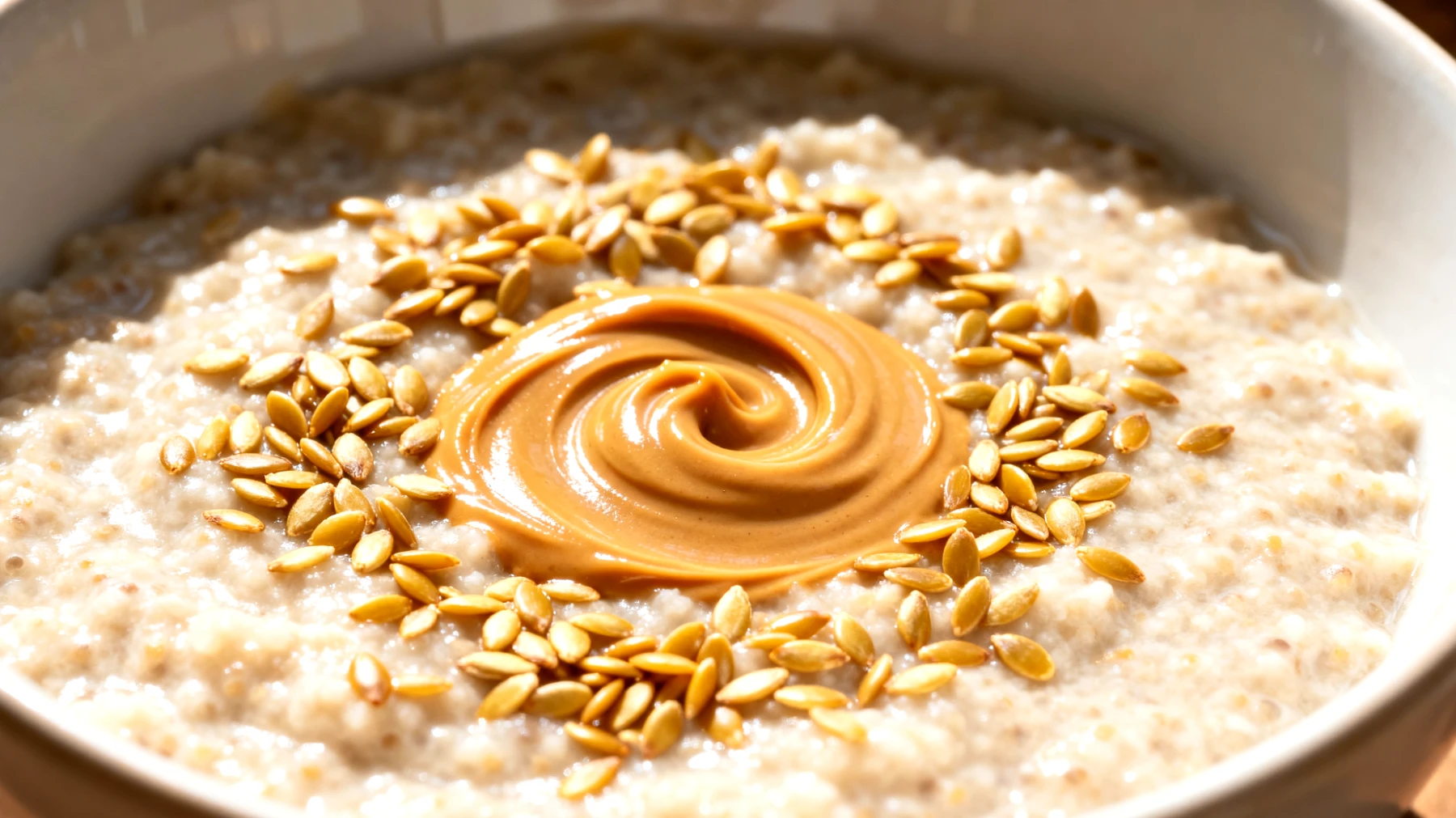 Amaranth-Porridge mit Leinsamen und Mandelmus"