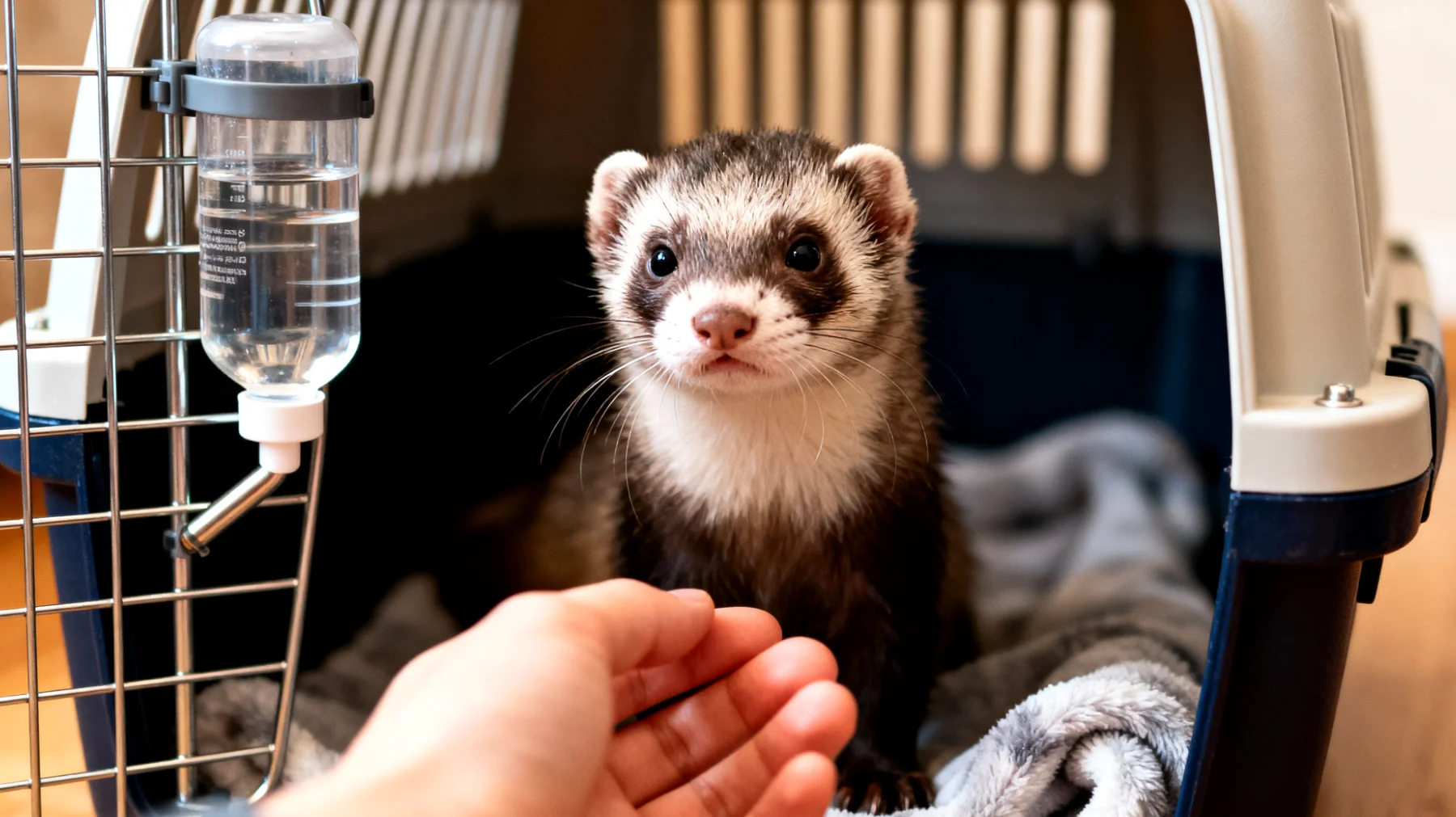 Frettchen benötigen während der Reise spezielles Zubehör und Pflegeprodukte, um Stress zu minimieren und ihre Sicherheit sowie ihr Wohlbefinden zu gewährleisten"