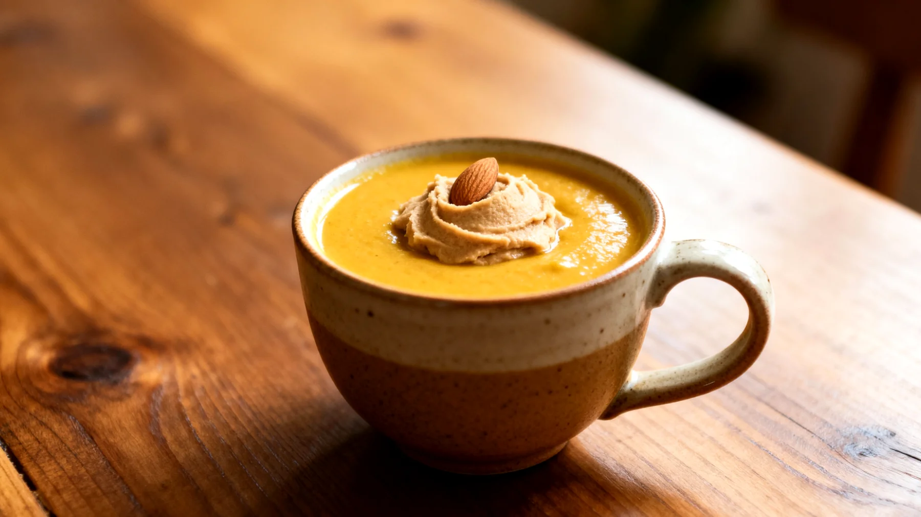 Goldene Milch mit Ashwagandha und Mandelmousse"