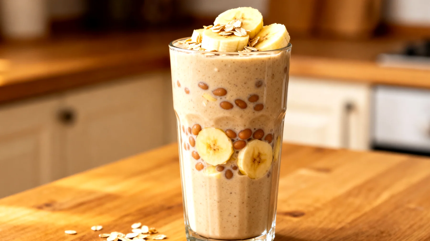 Lupinenbohnen-Smoothie mit Banane und Haferflocken"