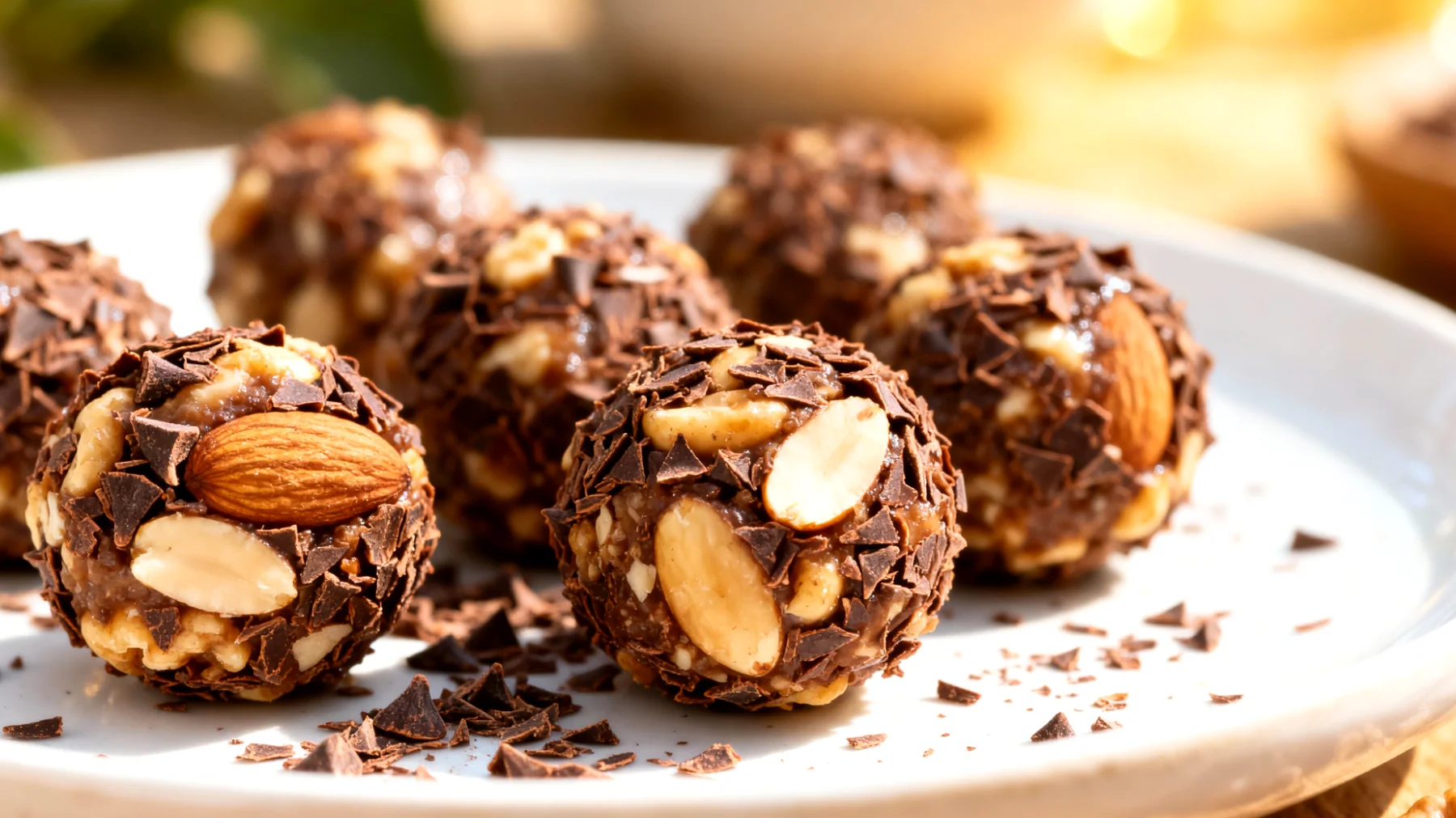 Tigernuss-Mandel-Energiebällchen mit Kakao-Nibs"