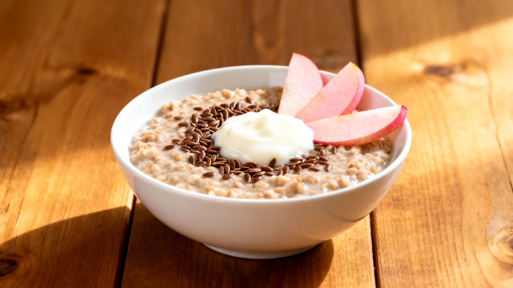 Buchweizen-Kefir-Porridge mit Leinsamen und Apfel"
