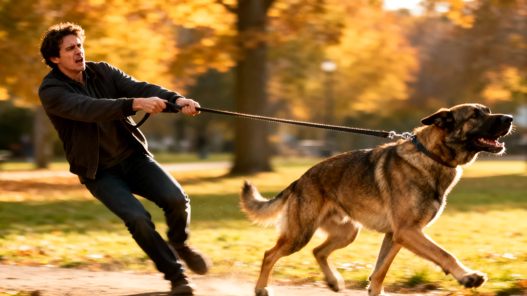 Der erwachsene Hund zieht stark an der Leine, springt Personen an oder zeigt unerwünschtes Verhalten bei Begegnungen mit anderen Hunden während des Spaziergangs"