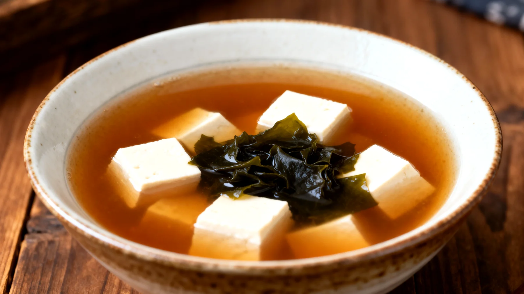 Miso-Suppe mit Wakame-Algen und Tofu"